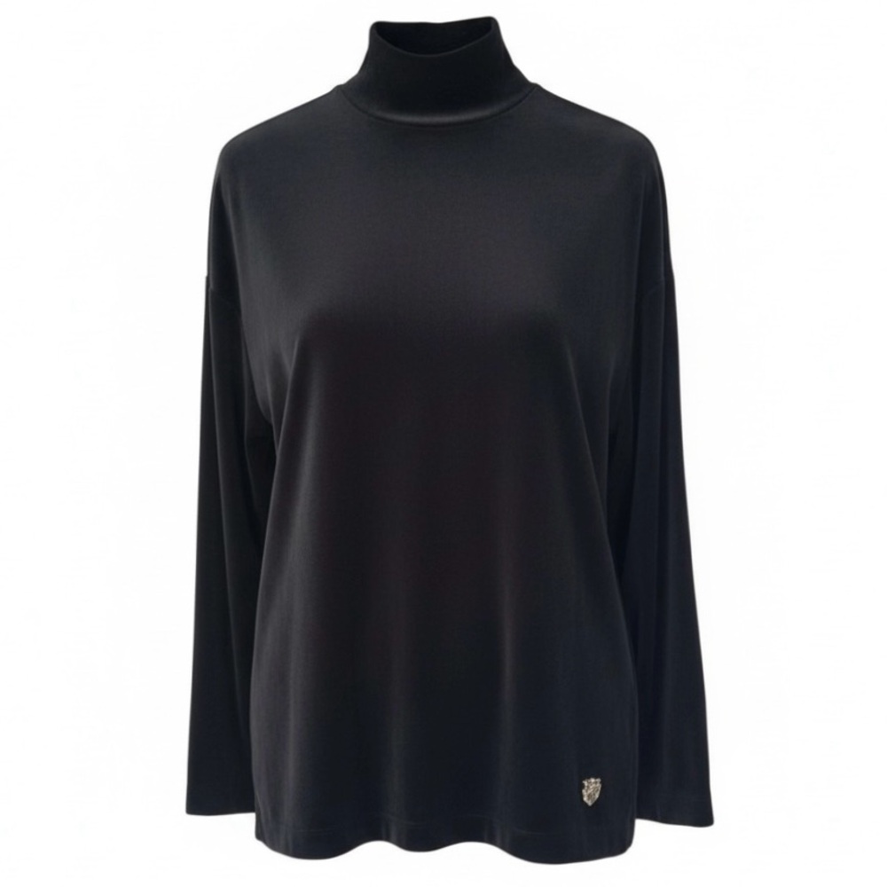 Escada Sport Black Velour Mock Neck Long Sleeve Oversized Pullover Size Small